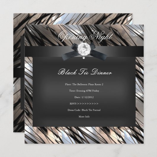 Zwart Stropdas Zilver Sepia zwart Kaart (Voorkant / Achterkant)