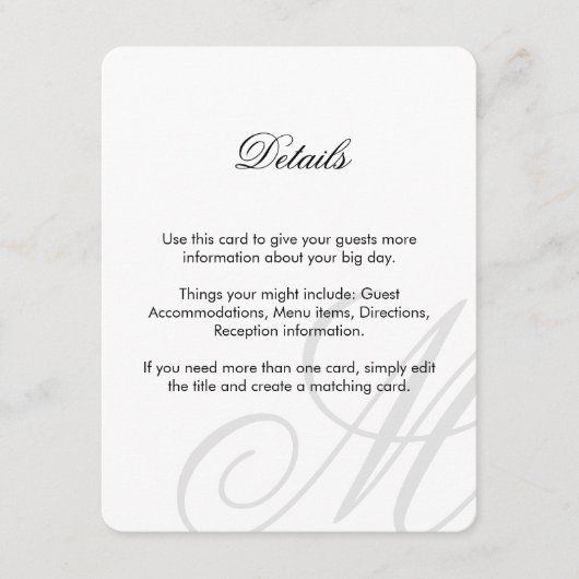 Zwart Stropdas | Zwart wit | Creditcard invoegen Informatiekaartje (Voorkant)