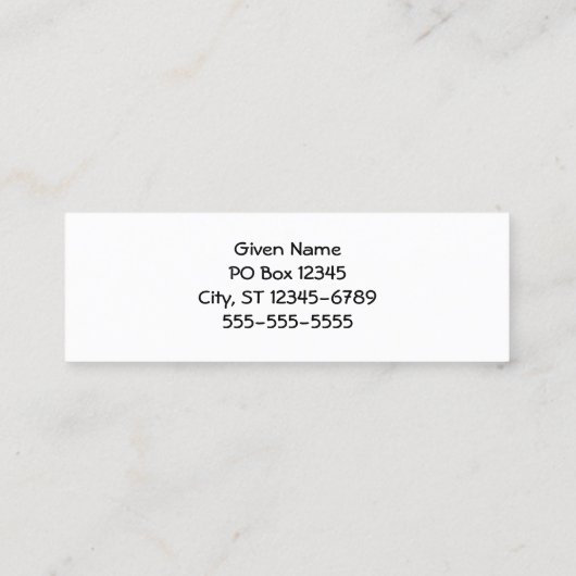 Zwart stuur snor mini visitekaartje (Achterkant)