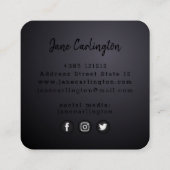 Zwart stuureffect modern monogram vierkante visitekaartje (Achterkant)