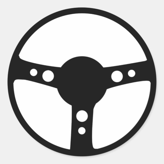 zwart stuurwiel voor racebesturing ronde sticker (Voorkant)