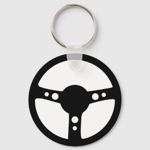 zwart stuurwiel voor racebesturing sleutelhanger