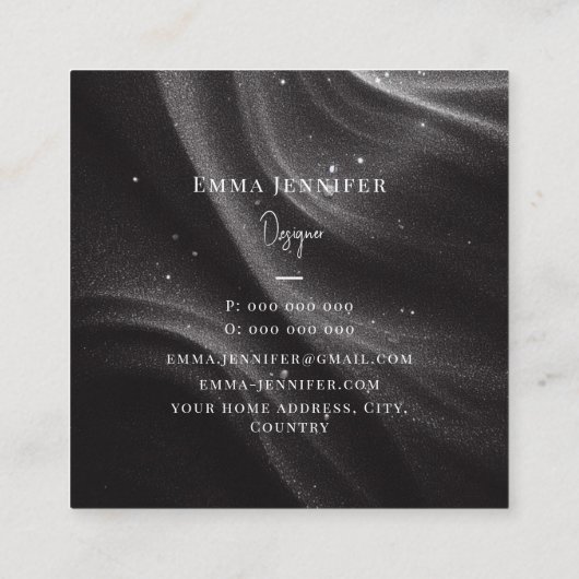 Zwart Subtiele zachte glitter achtergrond Vierkante Visitekaartje (Achterkant)