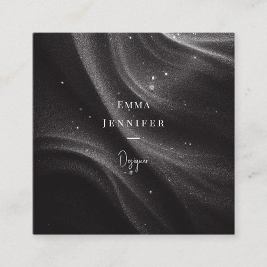 Zwart Subtiele zachte glitter achtergrond Vierkante Visitekaartje (Voorkant)