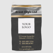 Zwart Suede met Goud & Zilver Business Golfhanddoek (Voorkant)