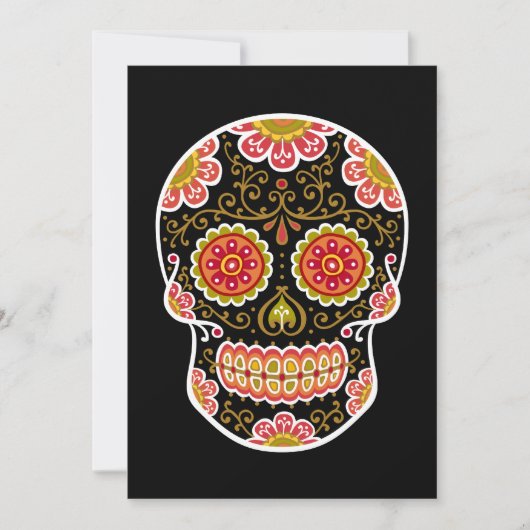 Zwart Sugar Skull Zwart 5" x 7" uitnodiging (Voorkant)