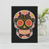 Zwart Sugar Skull Zwart 5" x 7" uitnodiging (Staand voorkant)