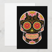 Zwart Sugar Skull Zwart 5" x 7" uitnodiging (Voorkant / Achterkant)