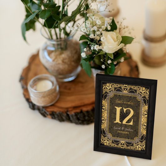 Zwart Sun Gold Zwart Tafel No. w / Gastennamen Kaart