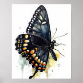 Zwart Swallowtail Butterfly Art Print Poster (Voorkant)