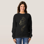 Zwart sweatshirt met Elegant Golden Cat Design (Voorkant volledig)