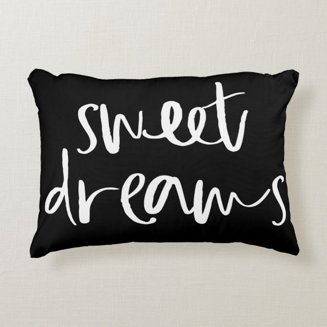 Zwart Sweet Dreams Hand Lettering Kussen (Voorkant)