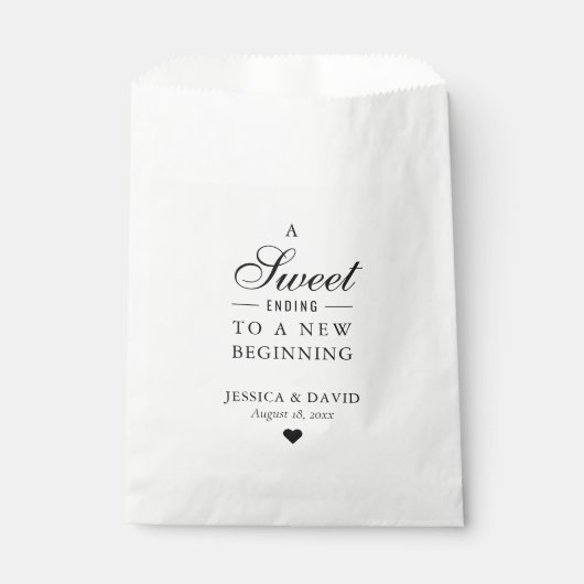 Zwart Sweet Ending Nieuw Begin Bruiloft Favor Bag Bedankzakje (Voorkant)