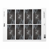 Zwart Swirl Silver Jeweled Wedding Wine Label (Full Sheet)