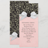 Zwart Swirls Bloemenlint Damask Bruiloft Menu (Voorkant / Achterkant)