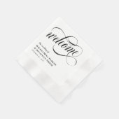 Zwart Swirly Script bruiloft welkom Servet (Hoek)