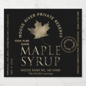 Zwart systeem met privéreservemaple met Gold Leaf Likeurfles Etiket (Enkel label)