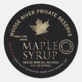 Zwart systeem met privéreservemaple met Gold Leaf Ronde Sticker (Voorkant)