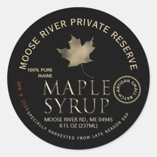 Zwart systeem met privéreservemaple met Gold Leaf Ronde Sticker