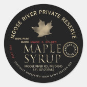 Zwart systeem met privéreservemaple met Gold Leaf Ronde Sticker (Voorkant)