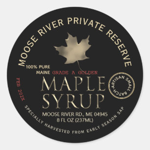 Zwart systeem met privéreservemaple met Gold Leaf Ronde Sticker