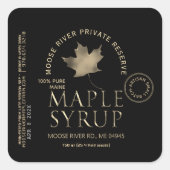 Zwart systeem met privéreservemaple met Gold Leaf Vierkante Sticker (Voorkant)