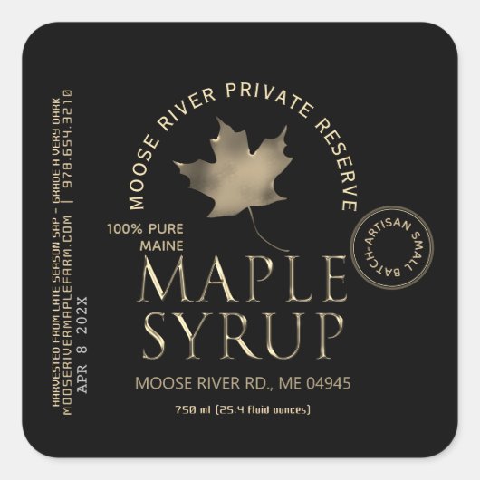 Zwart systeem met privéreservemaple met Gold Leaf Vierkante Sticker (Voorkant)