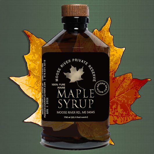 Zwart systeem met privéreservemaple met Gold Leaf Vierkante Sticker