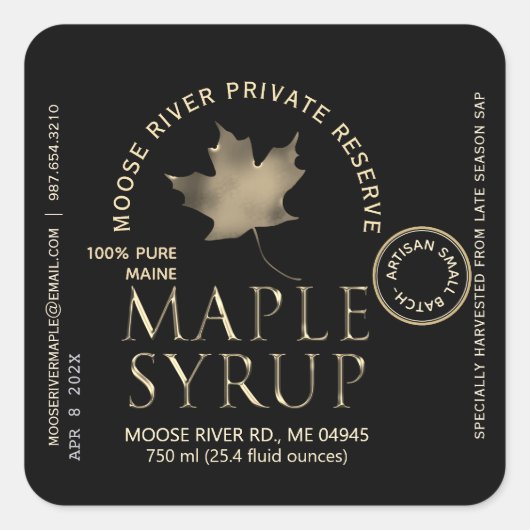 Zwart systeem met privéreservemaple met Gold Leaf Vierkante Sticker (Voorkant)