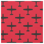Zwart T-6 Texaan 2 Silhouette Pattern Red Fabric Stof (Close Up)