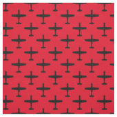 Zwart T-6 Texaan 2 Silhouette Pattern Red Fabric Stof (Swatch)