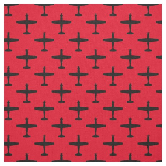 Zwart T-6 Texaan 2 Silhouette Pattern Red Fabric Stof (Swatch)