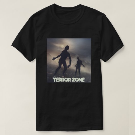 zwart T-shirt met afbeelding van zombies (Design voorkant)