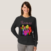 Zwart T-shirt met bloemen door artiest (Voorkant volledig)