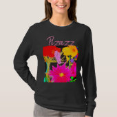 Zwart T-shirt met bloemen door artiest (Voorkant)