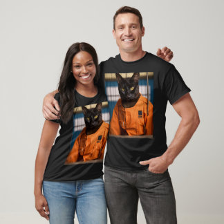 Zwart T-shirt met Havana Brown Cat in Inmat