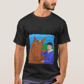 Zwart T-shirt met Horse Design Print (Voorkant)