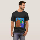 Zwart T-shirt met Horse Design Print (Voorkant volledig)