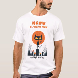 Zwart T-shirt met opdruk 'Black Cat Crew' voor Hal