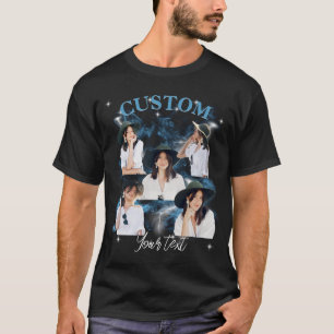 Zwart T-shirt met Rap Stijl Vintage Custom Foto T-