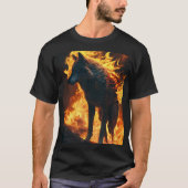 Zwart T-shirt met wolf (Voorkant)