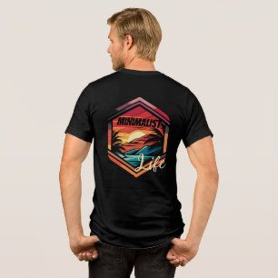 Zwart T-shirt Natuur Sunset Palms Minimalistisch L