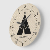 Zwart T-shirt Peer witte pijlen Romeinse Numerieke Grote Klok (Hoek)