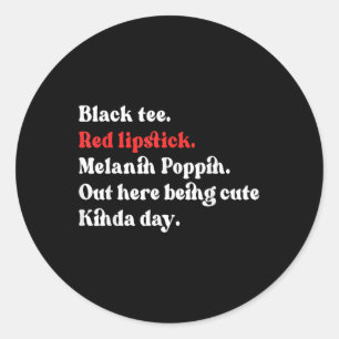 Zwart T-shirt Rood Lipstick Melanine Bruin Huid Zw Ronde Sticker