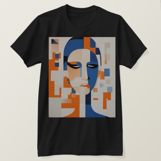 Zwart T- Shirt, vrouwengezicht T-shirt (Design voorkant)