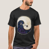 Zwart T shirt Yin Yang ontwerp vredesduiven (Voorkant)