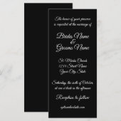 Zwart Tall Skinny Calligrafie Bruiloft uitnodiging (Voorkant / Achterkant)