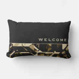 Zwart Tan & Beige Abstract Geometrisch | Welkom Buitenkussen