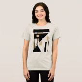 Zwart Tan Beige MCM Look Geometrische Vormen Abstr Tri-Blend Shirt (Voorkant volledig)