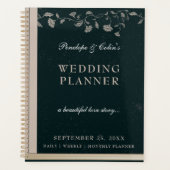  Zwart Tan Bibliotheek Boek Hoesje Bruiloft Planner (Voorkant)